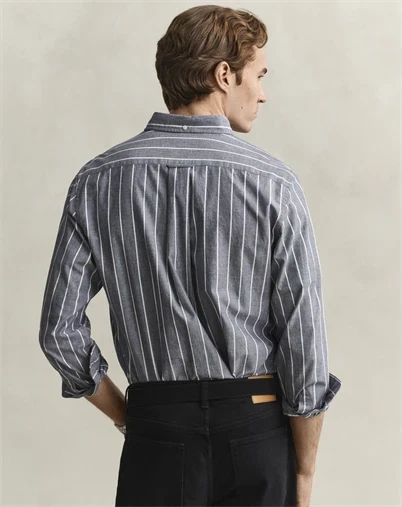 Gant - Reg Stripe Skjorte - Dark Indigo Melange